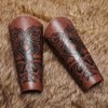 M-YOUNG Handcrafted Leather Bracers Viking Chest Armor for men Embossed