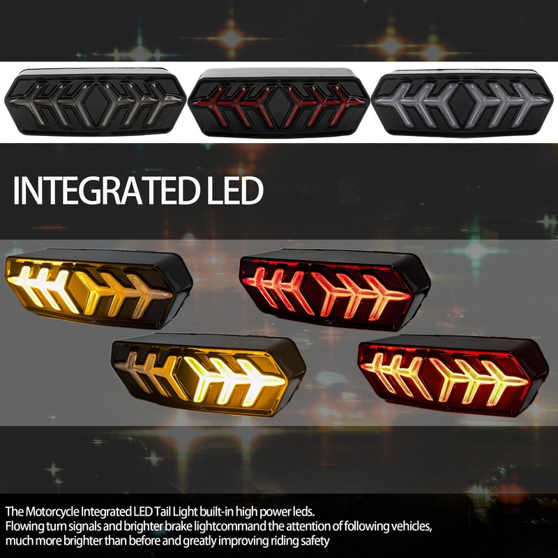 PowerMotor Motorcycle Tail Light with Turn Signal Led Integrated Taillight