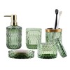 LaMarriti Green Bathroom Accessories Set, 5Pcs Clear Glass Bathroom Accessories,