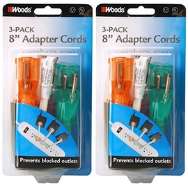 Coleman Cable 06991 8 Assorted Color Power Strip Extension Cord 3 Count