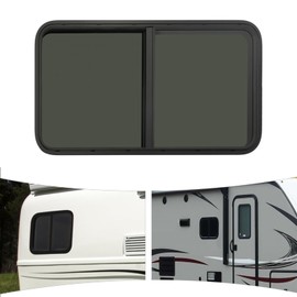 OUKANING 24" W X 20" H RV Window Teardrop Universal Black Horizontal Sliding Window for RV with Sheet Metal Thickness of 2-8mm/0.08-0.32inch or 48-55mm/1.89-2.17inch