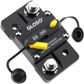 GLOSO GLOSO Circuit Breaker E93 Extended Surface Mount Hi-Amp Breaker 3/8" Diagonal Stud Waterproof IP67 Marine RV Truck (250A)
