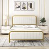 Giantex Full Size Gold Bed Frame with Velvet Headboard and