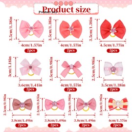 Psyqtsuary 20 pcs Puppy Dog Hair Bows Small Size Dog Hair Bows with Rubber Bands Bulk Puppy Dog Hair Bows Handmade Cute Grooming Girl Yorkie Dog Hair Accessoriefor Holiday Daily Yorkie Dog