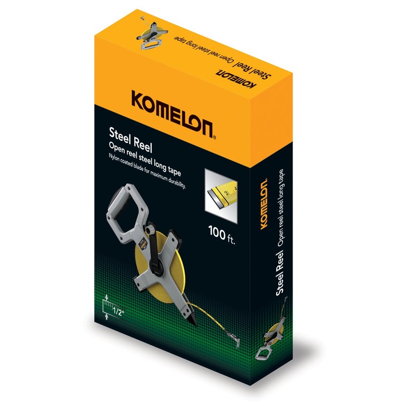 Komelon N6100 Open Reel Long Steel Tape Measure, 100-Feet