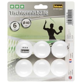Idena 7440022 Table Tennis Balls Pack of 6 in White Diameter 40 mm According to ITTF Competition Directives 3 Star Quality for Club, Leisure and Hobby Athletes