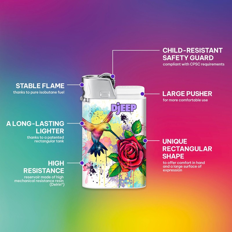 DJEEP Pocket Lighters, Tattoo Collection Textured Metallic, Unique Lighters, 4