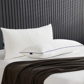 APSMILE Shredded Memory Foam Pillows King Size Set of 2, Adjustable Luxury Cooling Pillows for Neck Pain, Hotel Firm Bed Pillows for Sleeping, Essentials for Side/Back Sleeper (18"x34", White)