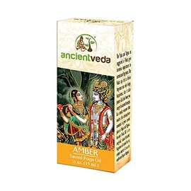 Ancient Veda Organic Puja Oil 100% Natural Pure Pooja Oil 15mL for Aromatherapy, Prayer, & Ayurvedic Practice (Amber)