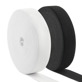 Coopay 22 Yards 1 Inch High Elastic Spool Knit Elastic Bands for Sewing, 2 Rolls, 11 Yards/Roll (Black and White, 1 Inch)