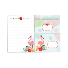 Stationery Set for Girls Flamingo Letter Pad with Envelope for Kids (A5 Pad with 25 Sheets + 15 Envelopes)
