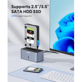 USB 3.0 to SATA External Hard Drive Docking Station, dockteck 2.5/3.5 Inch SATA HDD & SSD 5Gbps Aluminum Docking Station, Support UASP