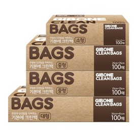 [Basic] Mixed set of 100 clean bags (1 small + 2 medium + 1 large) / [기본에] 크린백 100매 혼합세트(소형1개+중형2개+대형1개)