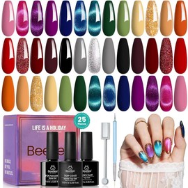 Beetles Fall Gel Nail Polish Set Soak Off UV LED Nail Gel for Autumn Winter Manicure Nail Art Gifts for Women Long-Lasting Gel Polish:_20 Colors 5ml Gemstone Party