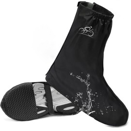 KAZATE Rain Cover Shoes Bicycle Shoe Covers Waterproof Bicycle Overshoes with Reflective Strips, Winterproof Rain Shoes Gaiters Black for Men and Women (38-42)