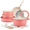 IKTU Ceramic Pots and Pans Set Non Stick Pink, 19