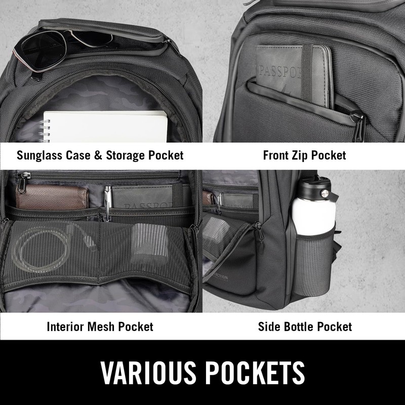 Kenneth Cole REACTION Abrasion-Resistant Parker Laptop Backpack, Black