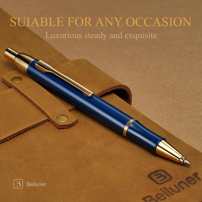 BEILUNER Luxury Gel Pen with 24K Gold Electroplating Finish, Blue