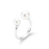 Silver Pearl Rings for Women - Adjustable Open Statement Finger