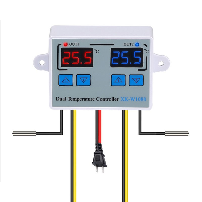 110-220V Digital Dual Temperature Controller LED Celsius Thermostat Regulator Heating