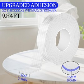 shimsol Doubel Sided Fabric Nano Tape Heavy Duty, No Residue Clear Double Sided Mounting Tape,Two Sided Adhensive Tape for Walls,Posters,Dorm Room Essentials Teacher Must Haves (9.84 ft)