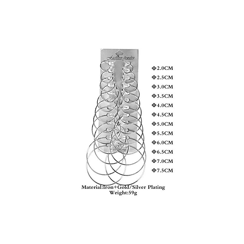 12 Pairs Hoop Earrings Set Big Circle Earring Fashion Jewelry