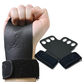 XEIRPRO X-GRIPP: Kangaroo Leather Hand Grips for Weight Lifting, and Cross Training - Gymnastics, Grips for Men and Women for Muscle and Pull ups - Tactical Grips (3 Finger, Black, Large)