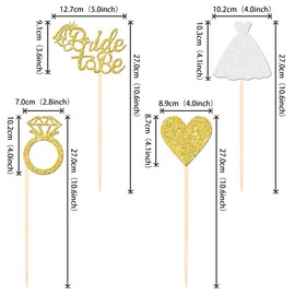 ZHUOWEISM 12 PCS Bride to Be Centerpiece Sticks Double Sided Glitter Heart Ring Dress Bridal Shower Table Flower Centerpieces for Wedding Engagement Bachelorette Party Flower Decorations Supplies Gold
