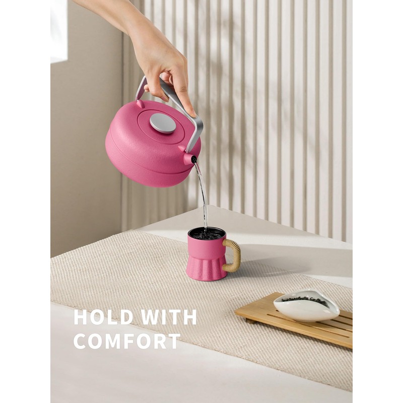 Toptier Teapot with Removable Infuser, Cast Iron Tea Kettle Stovetop