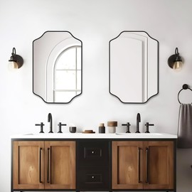 CULER Black Bathroom Wall Mirror,20 x 30 Inch Rectangle Vanity Modern Tempered Glass Mirror for Bedroom,Living Room,Entryway