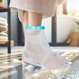 Duschschutz Fuß Wasserdicht Duschschutz Bein Wiederverwendbar für Fuss Gipsverbände Bandagen Trocken halten Dusche Beine Schutz für Erwachsene Wunden Verbände Trocken Knöchel Gipsschutz (43 Cm)