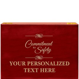 Crown Awards Commitment to Safety Rosewood Humidor Gift, Customize with Your Own Text Engraving