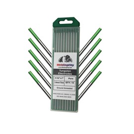 WeldingCity 10-pk Premium TIG Welding Tungsten Electrode Rod Pure (Green, EW-P) 3/32" x 7" | 10-pcs