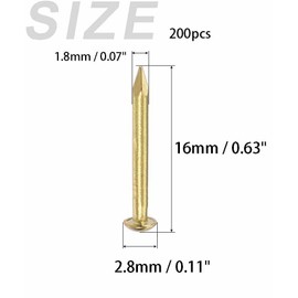 Small Tiny Nails 200PCS for Wooden DIY String Art Pictures Boxes Household Accessories (Gold 16mm, 0.6inch)