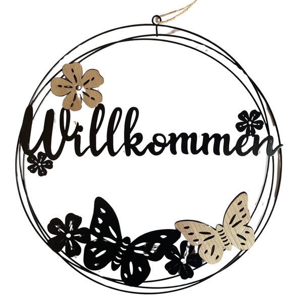 Door Wreath Welcome All Year Round - Made of Metal