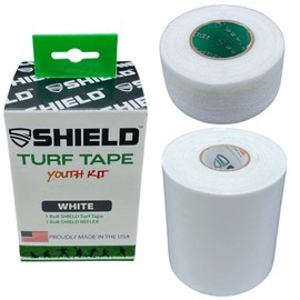 Shield Turf Tape Youth Kit Football | Turf Tape Football, USA Made, 3 Inch Size, 4-Way Stretch Flexibility, Waterproof, Reflex Stretch Tape, Black (White)