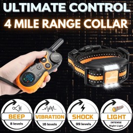 Unbranded Dog Shock Collar with Remote, Unmatched 4-Mile Range, Night-Light Mode