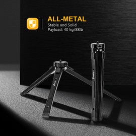 Zeadio Metal Adjustable Camera Tripod, Max Load 40kg/88lb, Desktop Tripod Stand for Smooth 4, Osmo Mobile, Ronin-S, Vimble 2, Gimbal Handle Grip Stabilizer and All Cameras Action camera etc