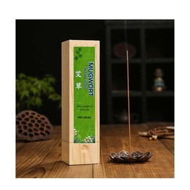 Lanxitown Mugwort Incense Sticks with Wood Box and Holder for Meditation Relaxation and Spiritual Cleansing Mugwort Herb Moxa Stick Wormwood 0.44 lbs (Mugwort Incense Sticks)