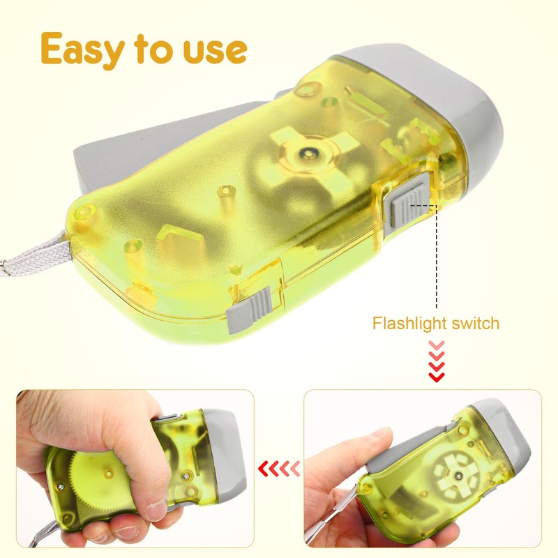 jojofuny 3Pcs Wind Up Torch Hand Crank Flashlight, Shake Flashlight,