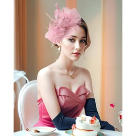 Unpifolov Fascinators Hats Flower Mesh Feathers Headwear for Girls and Women Tea Party Wedding Derby Cocktail Hair Clip Headband T-21 Light Purple