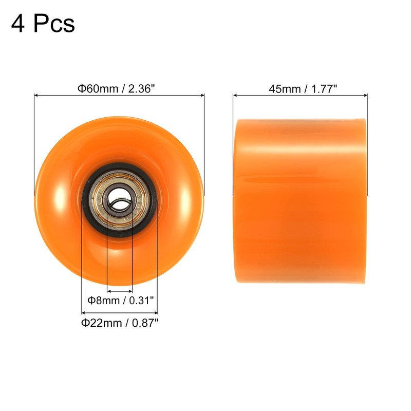 PATIKIL 60mm Longboard Wheels with Bearings ABEC-11, 4 Pack Street