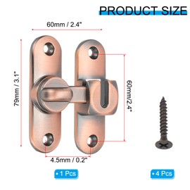 PATIKIL 1 Pack Flip Sliding Door Latch Safety Bar Gate Lock Hardware for Cabinet Bathroom Bedroom Garden, Copper Tone