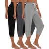 Ficerd 3 Pcs Women's Capri Sweatpants Joggers Casual Sports Cropped