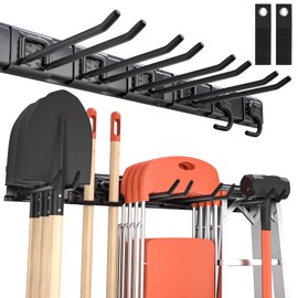 Nacial 10 Pack Garage Tool Organizer Wall Mount, 32" Adjustable Garage Organizers, Max Load 600lbs Heavy Duty Garage Storage Yard Shed Rack, Tool Holder for Hanging Rake Broom Mop Snowboard, Home Gift