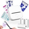 Memoqueen T02 Mini Printer, Inkless Sticker Print Pads, Bluetooth Portable