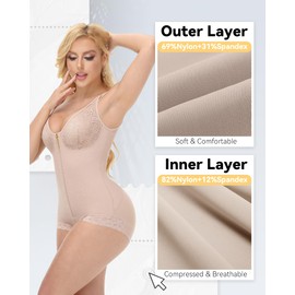 SHAPSHE Fajas Colombianas Moldeadoras de Cintura y Abdomen Waist Trainer Shapewear BBL Stage 2 3 Tan XL
