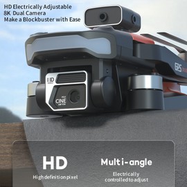 Remote Control GPS Drone with Dual Camera 8K Foldable Headless Quadcopter with Brushless Motor Obstacle Avoidance Function Optical Flow Positioning Gesture Photography with Storage Bag