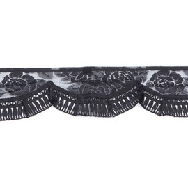 Yabi Front Curtain Rose Pattern Lace Front Curtain L (Width 8.6 inches (2200 mm) French: Black MFC-RA-BKL