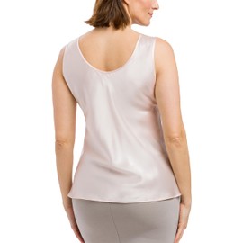 Fishers Finery Women's 100% Mulberry Silk Camisole; Crew Neck (Pink, S)